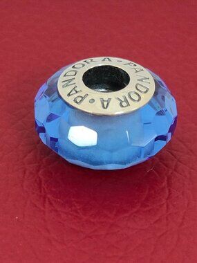 Pandora Fascinating Blue Faceted Murano Glass Charm Bead with box